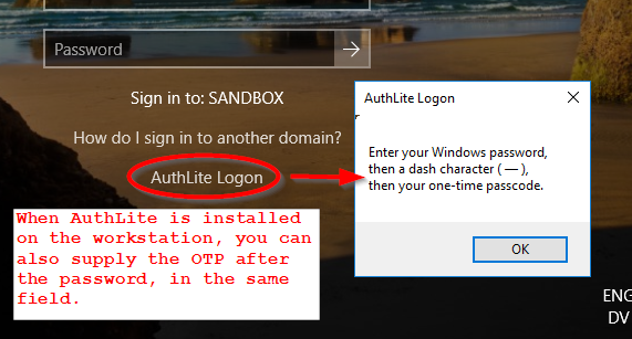Windows workstation with AuthLite installed