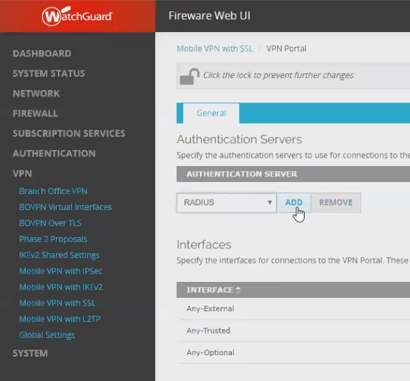 Watchguard add RADIUS