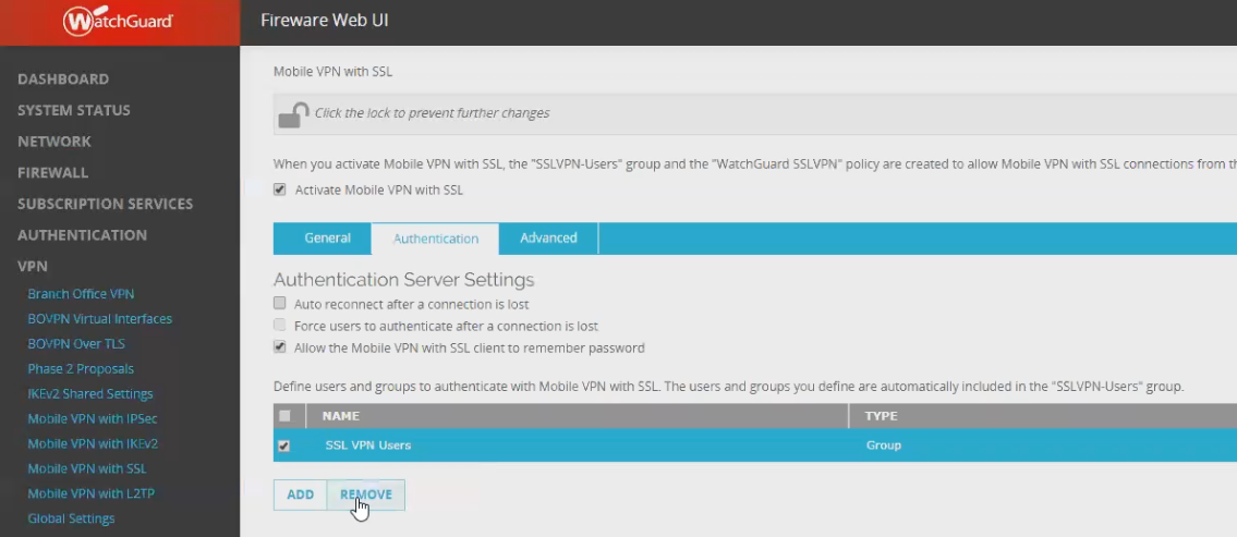 Watchguard Group Remove